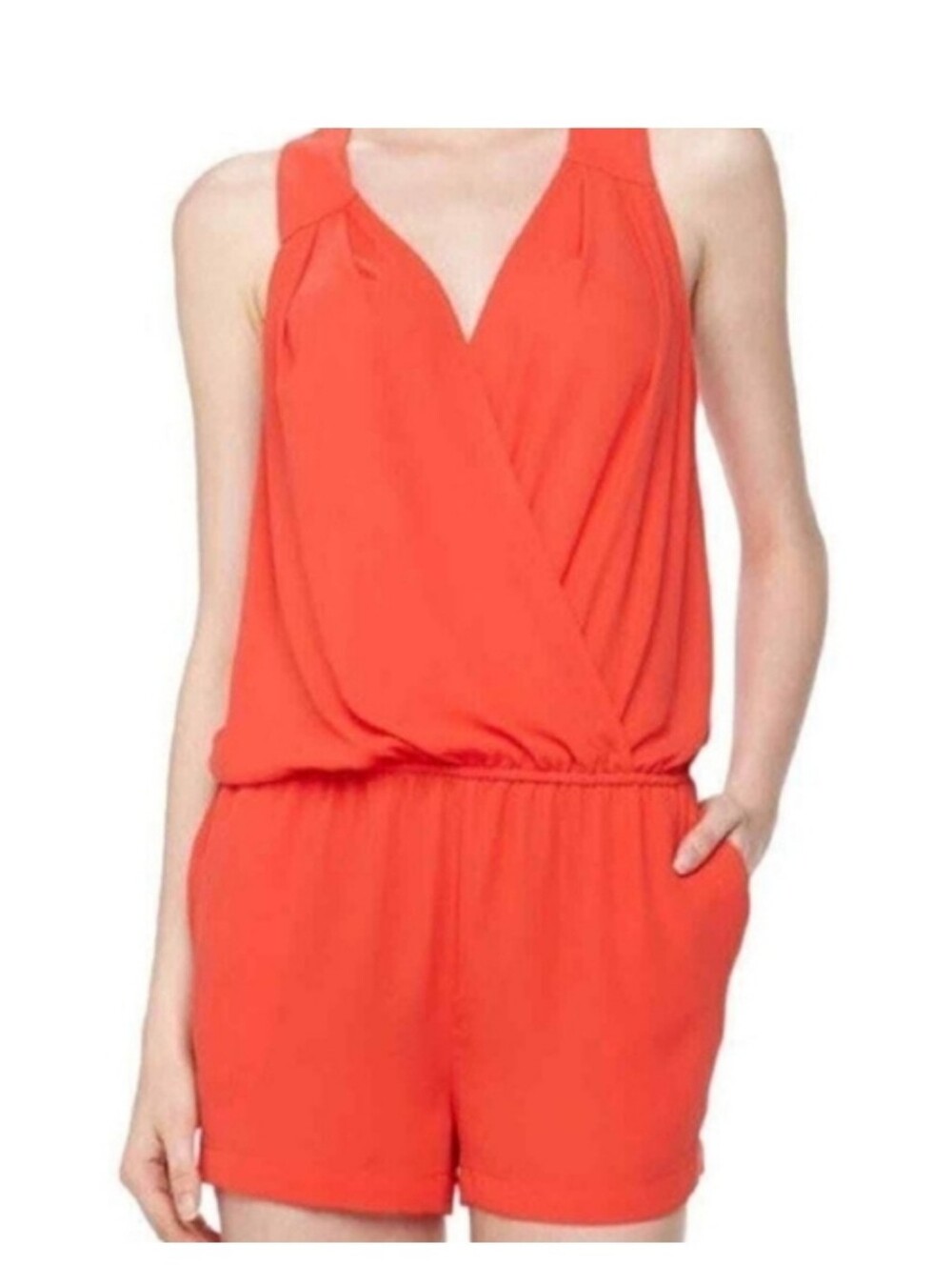 Bcbg Women's Coral Sleeveless V-Neck Romper Xs